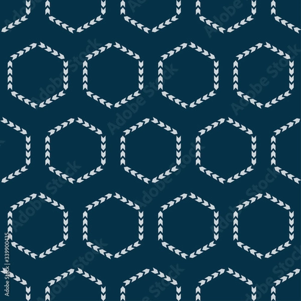 Fototapeta Hexagons. Design with manual hatching. Ethnic boho ornament. Seamless background. Tribal motif. Vector illustration for web design or print.