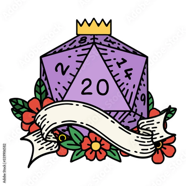 Fototapeta natural twenty D20 dice roll illustration