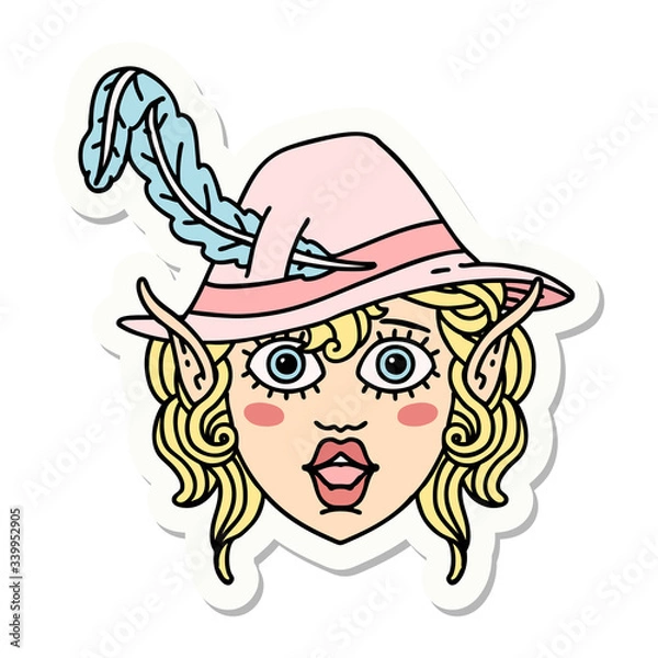 Fototapeta elf bard character face sticker