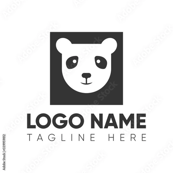 Obraz Panda square logo design. Panda square vector icon 
