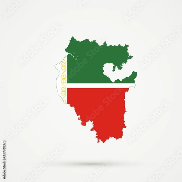 Obraz Bashkortostan map in Chechnya flag colors, editable vector.