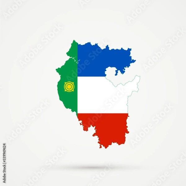 Fototapeta Bashkortostan map in Khakassia flag colors, editable vector.