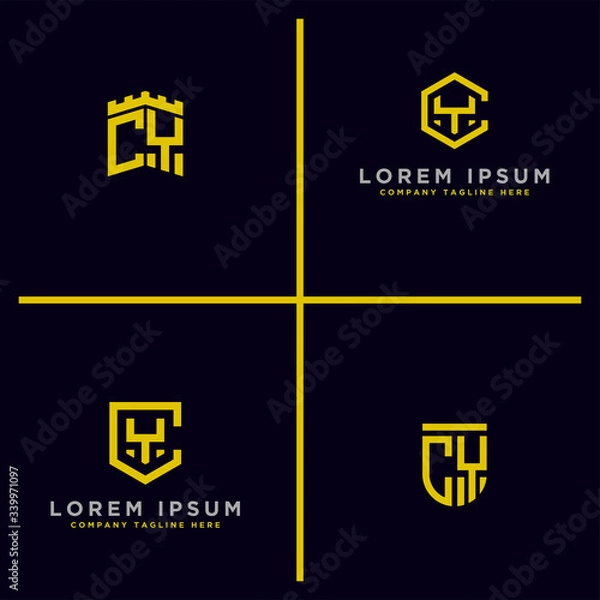 Fototapeta Inspiring logo design Set, for companies from the initial letters of the CY logo icon. -Vectors