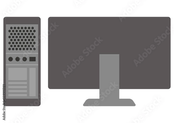 Fototapeta タワー型デスクトップパソコンの背面イラスト