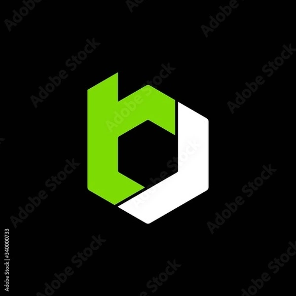 Obraz simple typography BJ hexagonal vector logo