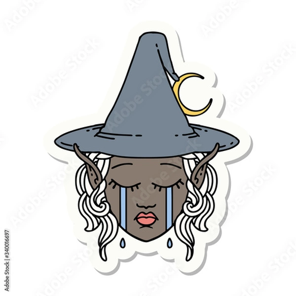 Fototapeta crying elf mage character face sticker