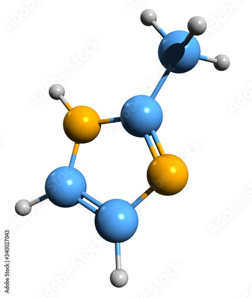 Fototapeta 3D image of 3-methylimidazole skeletal formula - molecular chemical structure of  aromatic heterocyclic organic compound isolated on white background
