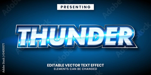 Fototapeta Editable text effect shiny metal game title style