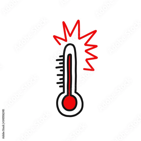 Obraz medical thermometer doodle icon, vector illustration