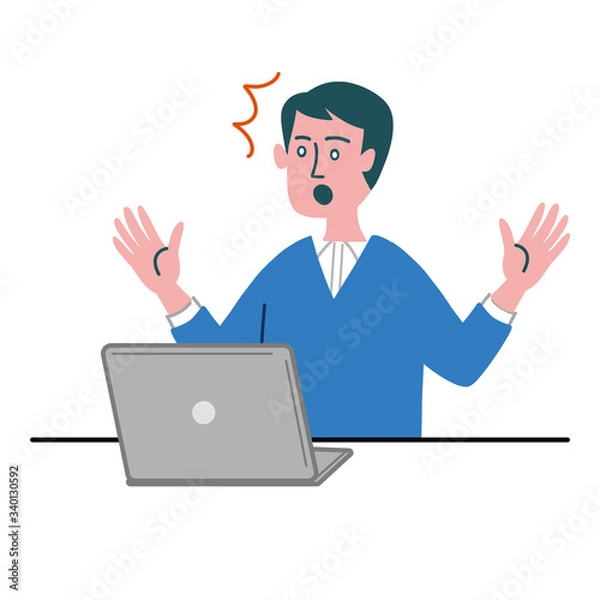 Fototapeta 男性　お兄さん　パソコン　驚いている