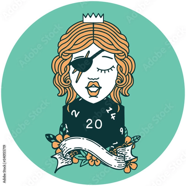 Fototapeta human rogue with natural twenty dice roll icon