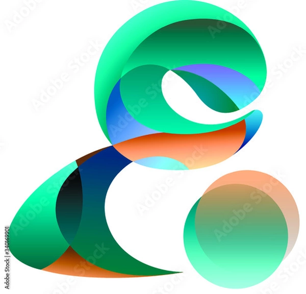 Obraz Green letter E geometry style gradient