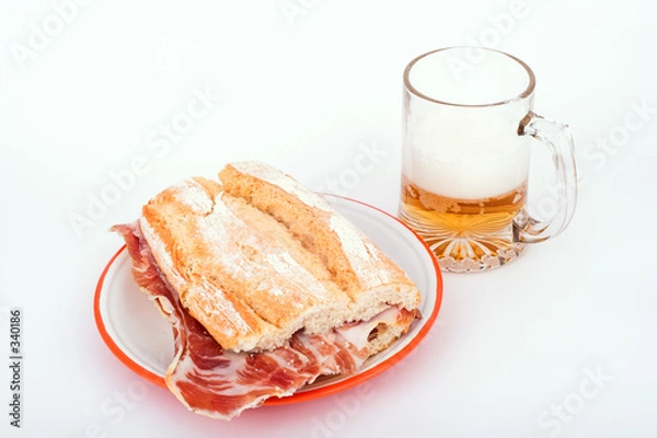 Obraz bocadillo de jamón y cerveza