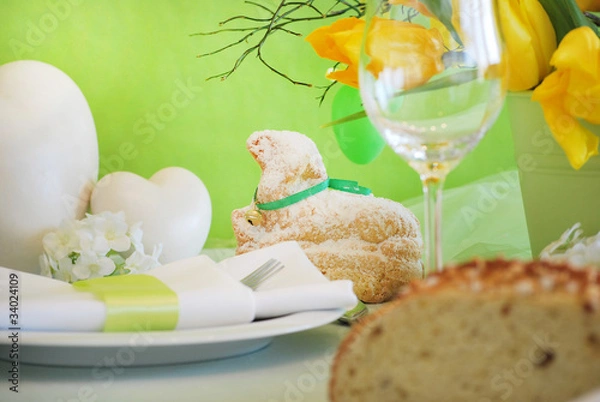 Obraz Ostertisch hellgrün und gelb