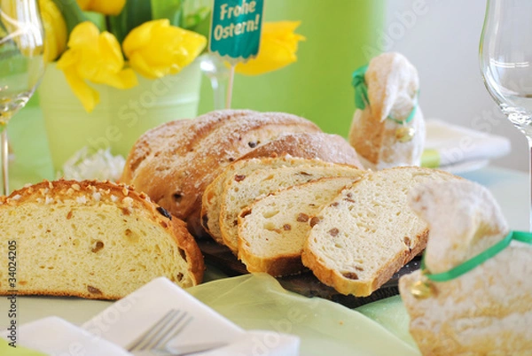 Obraz Osterbrot mit Hagelzucker, Scheiben