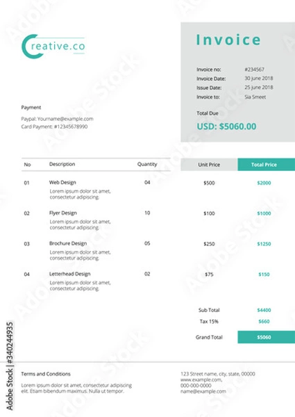 Obraz Invoice Template Design