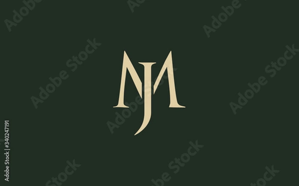 Fototapeta JM or MJ and J, M Uppercase Letter Initial Logo Design, Vector Template