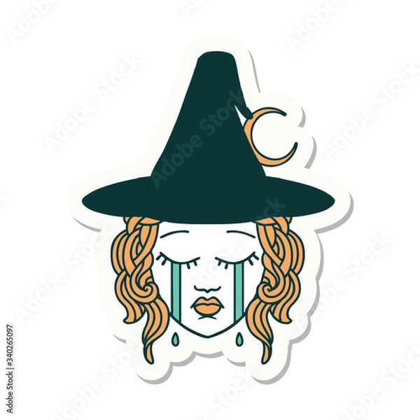 Fototapeta crying human witch character sticker