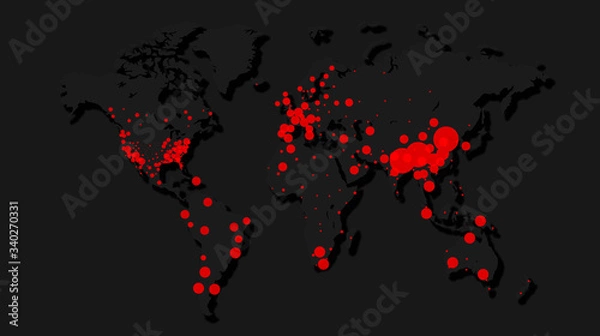 Obraz World Map Confirmed Cases Coronavirus Covid-19