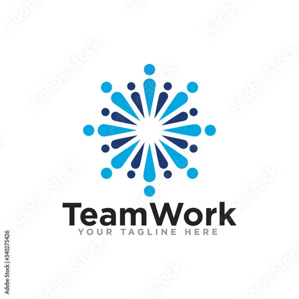 Fototapeta Unity or Team Work Logo Design Vector