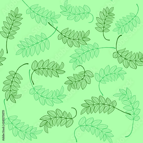 Fototapeta Seamless vector pattern in geometric ornamental style with autumn leaves
