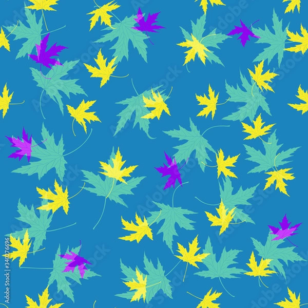 Obraz Seamless vector pattern in geometric ornamental style with autumn leaves
