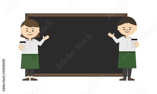 Obraz カフェ店員　黒板　男女