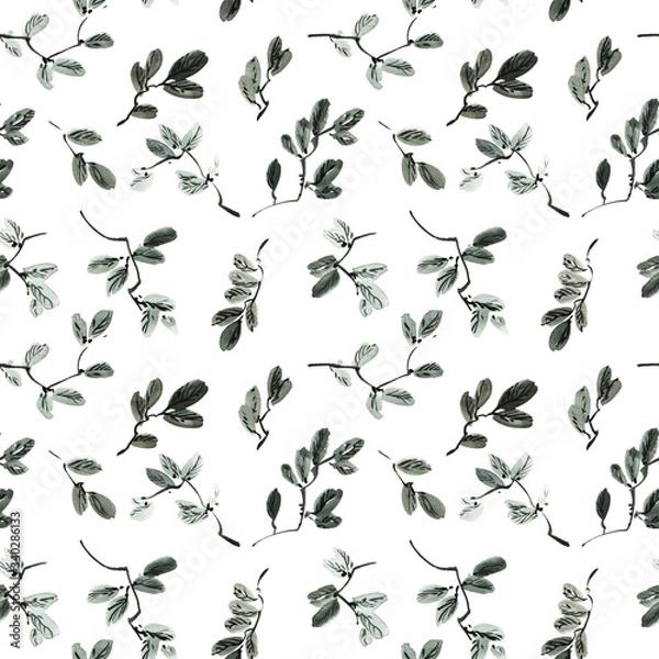 Fototapeta Watercolor tree leaves pattern