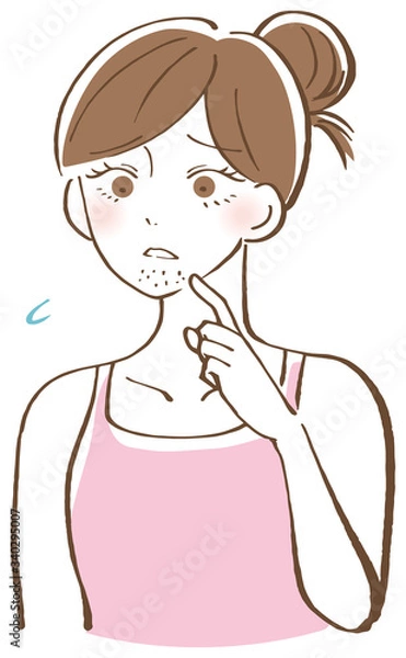 Fototapeta 顎ひげが生えている女性　イラスト