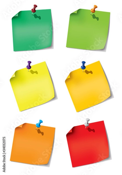 Fototapeta set one paper note with push pin