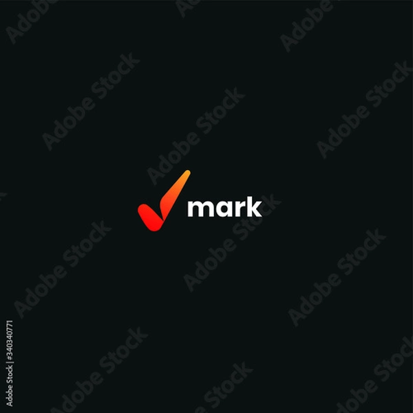 Obraz check mark on black background