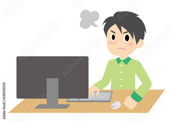 Fototapeta リモートワークの男性　怒る