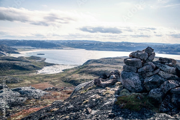 Fototapeta Nature of the Arctic Circle in summer. Kola Peninsula Murmansk region.