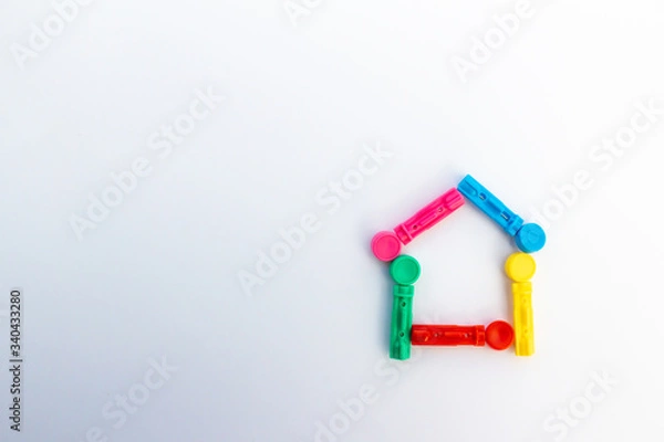 Obraz Abstract art view of colorful diabetic glucose testing lancets on a white background with copy space
