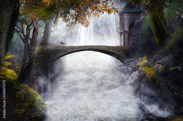 Fototapeta most nad rzeką fantasy