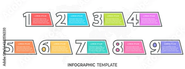 Fototapeta Elements infographic template with numbers 9 options.