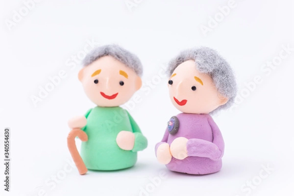 Obraz 手作り紙粘土人形　仲の良い老夫婦