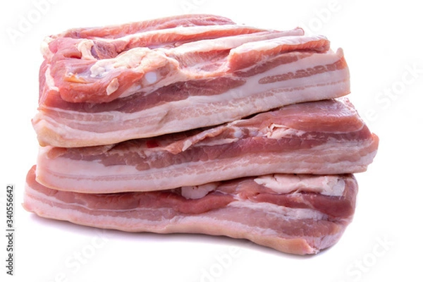 Fototapeta pork brisket three pieces of stacke white background