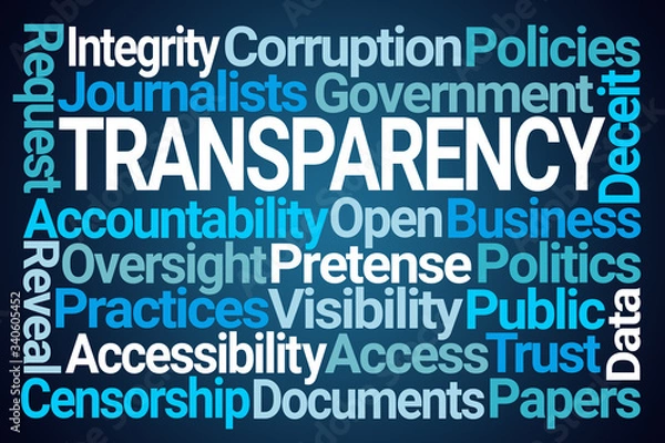 Fototapeta Transparency Word Cloud on Blue Background