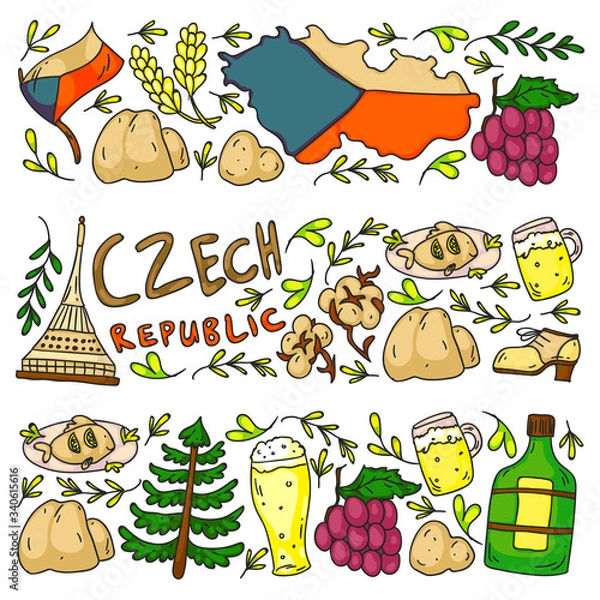Obraz Czech Republic. Vector icons and symbols. Image for banners, posters, background.