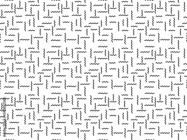Fototapeta Simple monochrome seamless decorative pattern of horizontal black wavy lines on white background