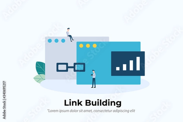 Fototapeta Link building. backlink. SEO concept illustration concept for web landing page template, banner, and presentation