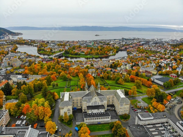 Obraz Drone view autumn Norway