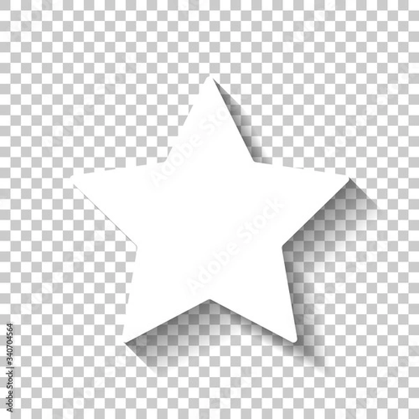Fototapeta Simple star, rating symbol. White icon with shadow on transparent background