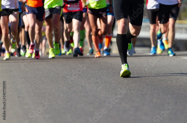 Obraz People running city marathon