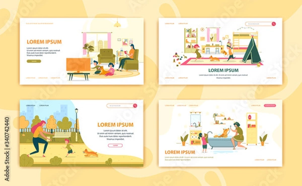 Obraz Family Spending Time with Lovely Pet Website.