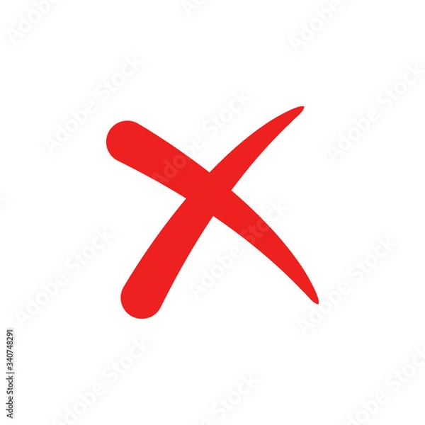 Fototapeta Cross icon flat vector design, cancel symbol.