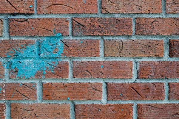 Obraz Brick Wall Texture Light Blue Paint Background