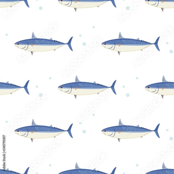 Obraz Tuna Fish. Mackerel Tuna. Colored Vector Patterns