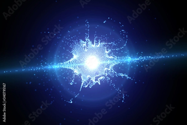 Obraz Structure explosion from light particles. Complex vector illustration, large amount of objects.